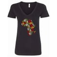 thumbnail image 1 of Inktastic Black History Month Africa in Handmade Textile Fabric Women's V-Neck T-Shirt, 1 of 5