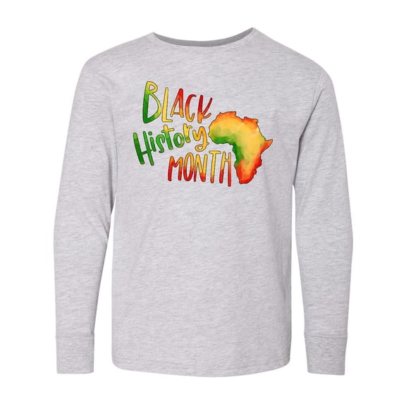 Inktastic Black History Month Africa in Red Yellow and Green Long Sleeve Youth T-Shirt