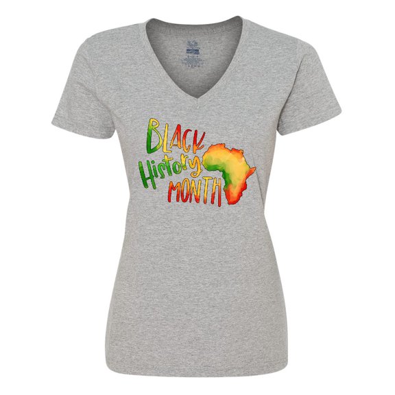 Inktastic Black History Month Africa in Red Yellow and Green Women's V-Neck T-Shirt