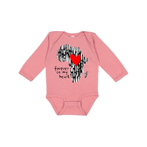 Inktastic Black History Month Forever in My Heart Ink Print Africa Boys or Girls Long Sleeve Baby Bodysuit