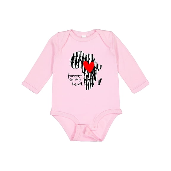 Inktastic Black History Month Forever in My Heart Ink Print Africa Boys or Girls Long Sleeve Baby Bodysuit