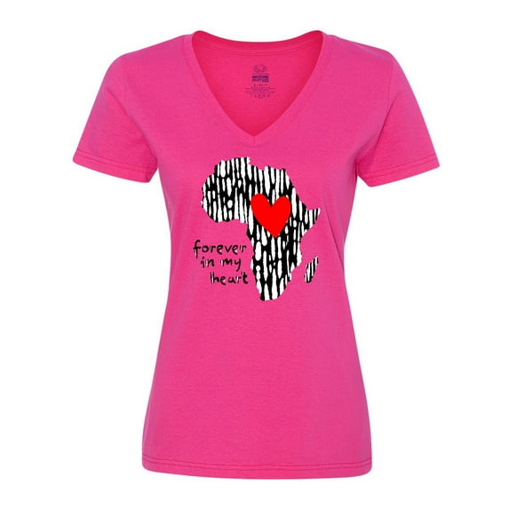 Inktastic Black History Month Forever in My Heart Ink Print Africa Women's V-Neck T-Shirt