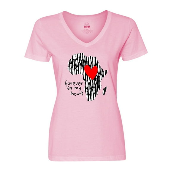 Inktastic Black History Month Forever in My Heart Ink Print Africa Women's V-Neck T-Shirt