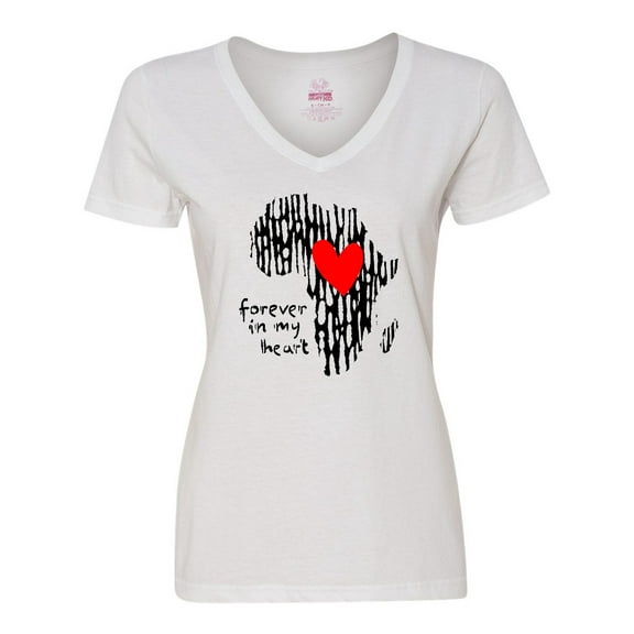Inktastic Black History Month Forever in My Heart Ink Print Africa Women's V-Neck T-Shirt