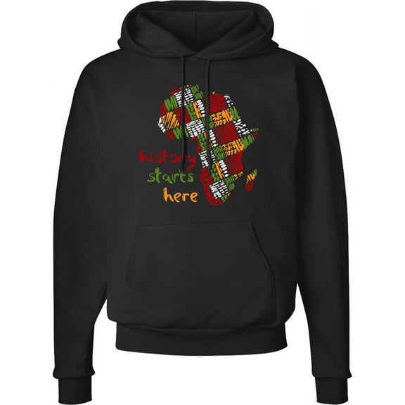 Inktastic Black History Month History Starts Here African Fabric Print Adult Hoodie Sweatshirt