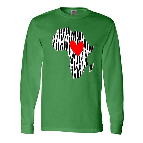 Inktastic Black History Month Ink Print African Heart Long Sleeve T-Shirt