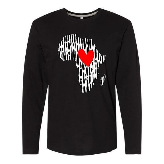 Inktastic Black History Month Ink Print African Heart Long Sleeve T-Shirt