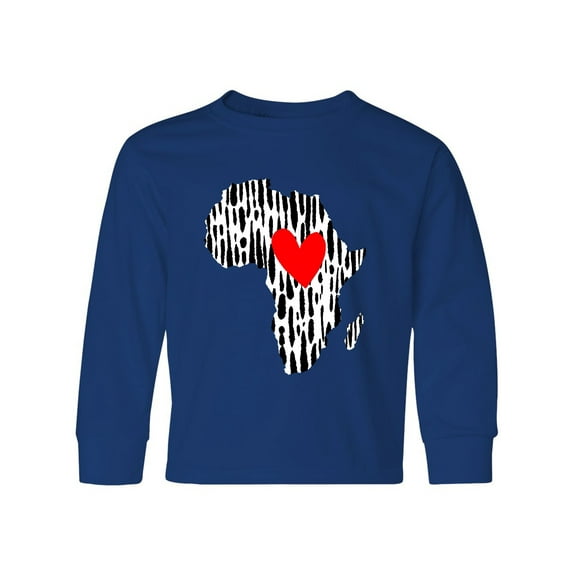 Inktastic Black History Month Ink Print African Heart Long Sleeve Youth T-Shirt