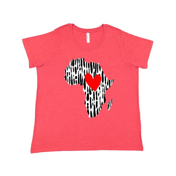 Inktastic Black History Month Ink Print African Heart Women's Plus Size T-Shirt