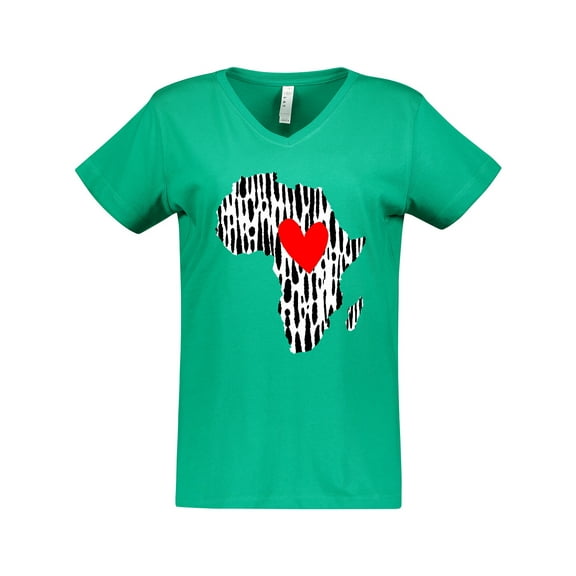 Inktastic Black History Month Ink Print African Heart Women's V-Neck T-Shirt