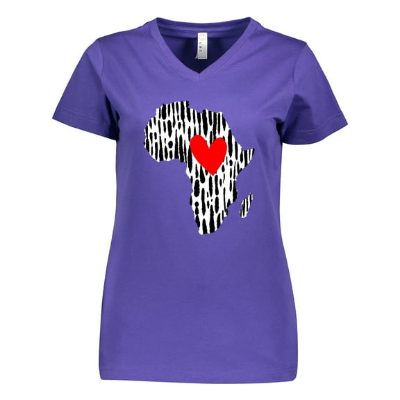 Inktastic Black History Month Ink Print African Heart Women's V-Neck T-Shirt