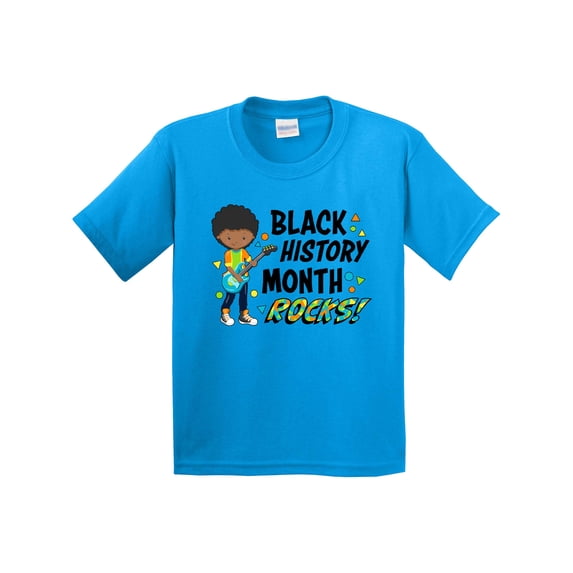 Inktastic Black History Month Rocks Boy with Guitar Youth T-Shirt