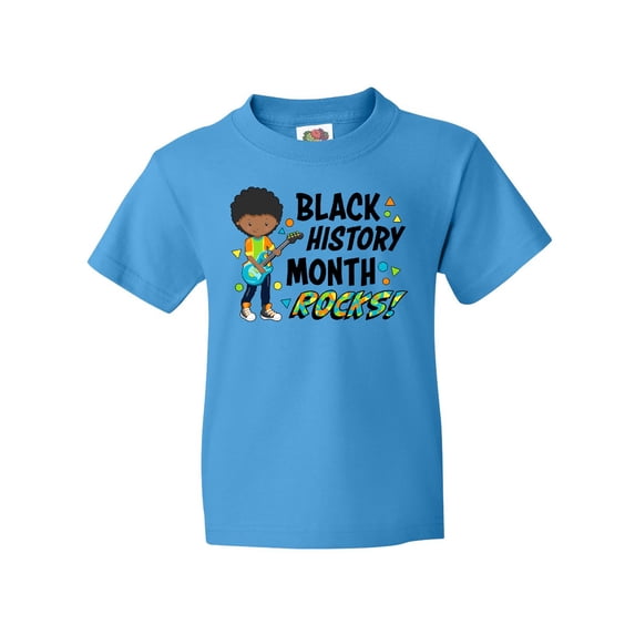 Inktastic Black History Month Rocks- Boy with Guitar Youth T-Shirt