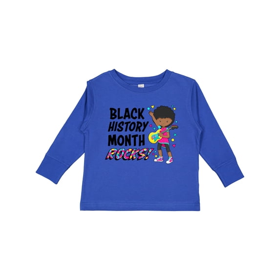 Inktastic Black History Month Rocks Girl with Guitar Boys or Girls Long Sleeve Toddler T-Shirt