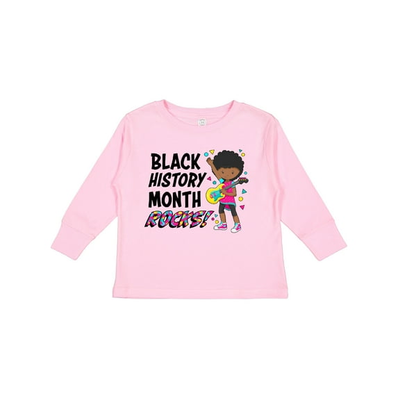 Inktastic Black History Month Rocks- Girl with Guitar Boys or Girls Long Sleeve Toddler T-Shirt