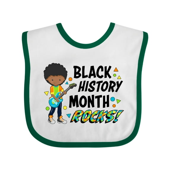 Inktastic Black History Month Rocks- boy with guitar Boys or Girls Baby Bib
