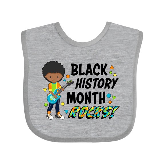 Inktastic Black History Month Rocks- boy with guitar Boys or Girls Baby Bib
