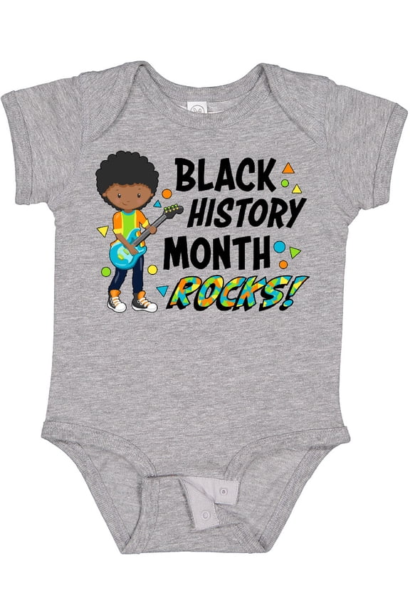 Black History Month Rocks- boy with guitar Boys or Girls Baby Bodysuit