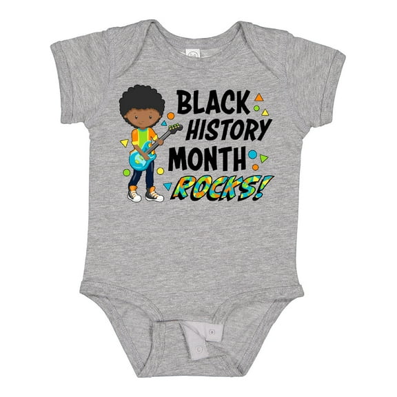 Inktastic Black History Month Rocks- boy with guitar Boys or Girls Baby Bodysuit