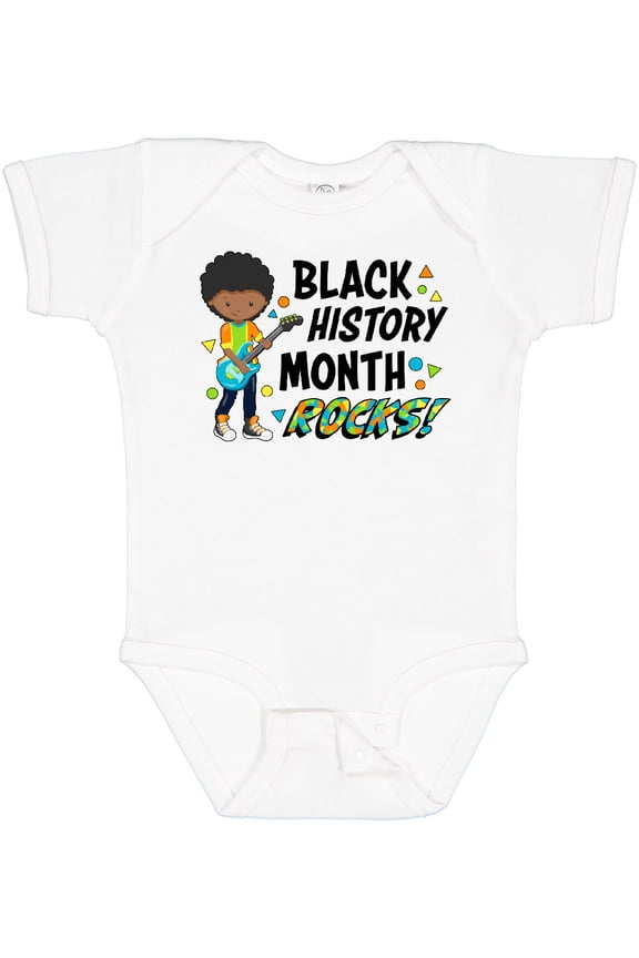 Black History Month Rocks- boy with guitar Boys or Girls Baby Bodysuit