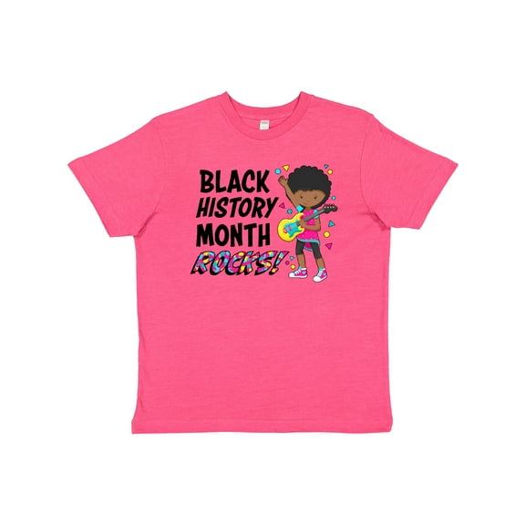 Inktastic Black History Month Rocks- girl with guitar Youth T-Shirt