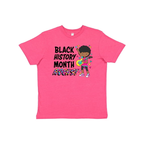 Inktastic Black History Month Rocks- girl with guitar Youth T-Shirt