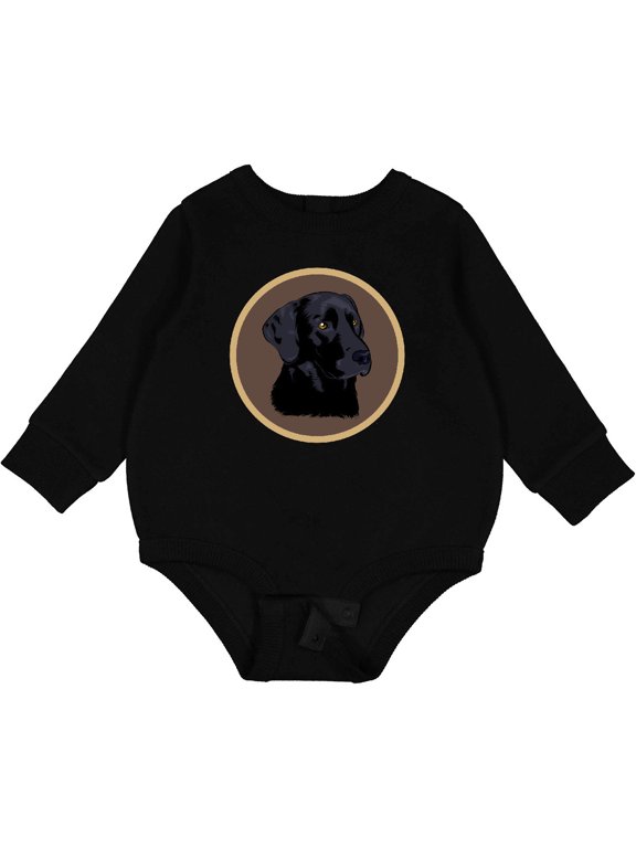 Black Lab Dog Labrador Retriever Baby Fleece Bodysuit