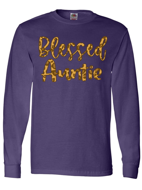 Blessed Auntie in Leopard Print Long Sleeve T-Shirt
