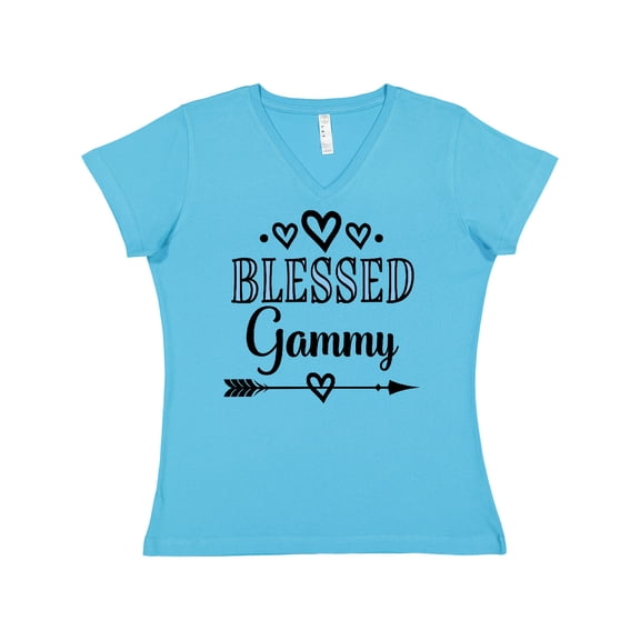 Inktastic Blessed Gammy Grandmother Women's V-Neck T-Shirt