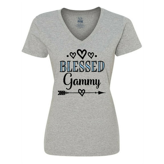 Inktastic Blessed Gammy Grandmother Women's V-Neck T-Shirt