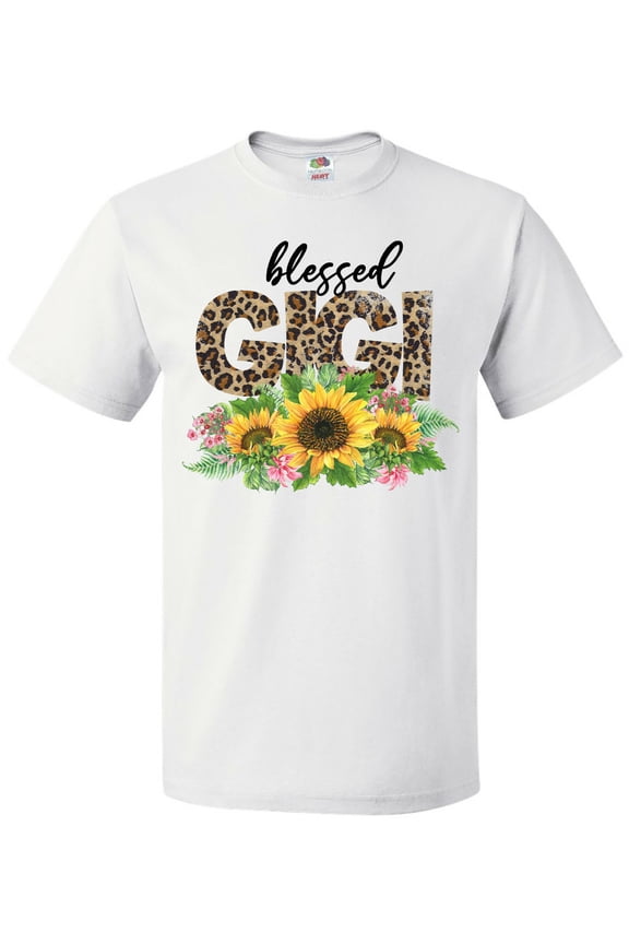 Blessed Gigi Distressed Leopard Print and Sunflowers T-Shirt
