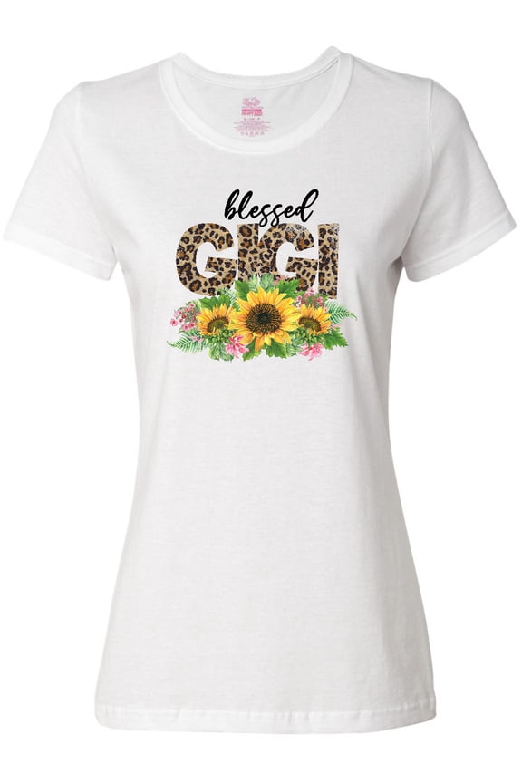 Blessed Gigi Distressed Leopard Print and Sunflowers Women's T-Shirt