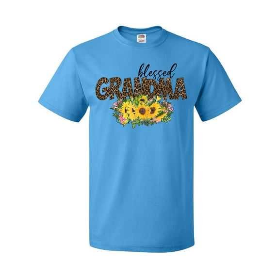 Inktastic Blessed Grandma Sunflowers and Leopard Print T-Shirt
