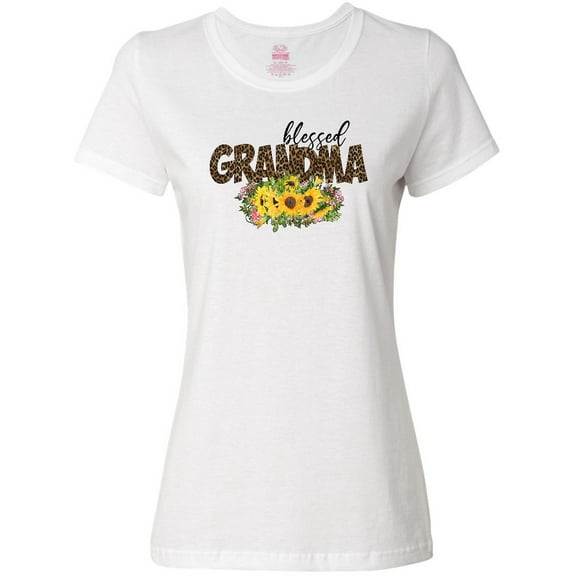 Inktastic Blessed Grandma Sunflowers and Leopard Print Women's T-Shirt