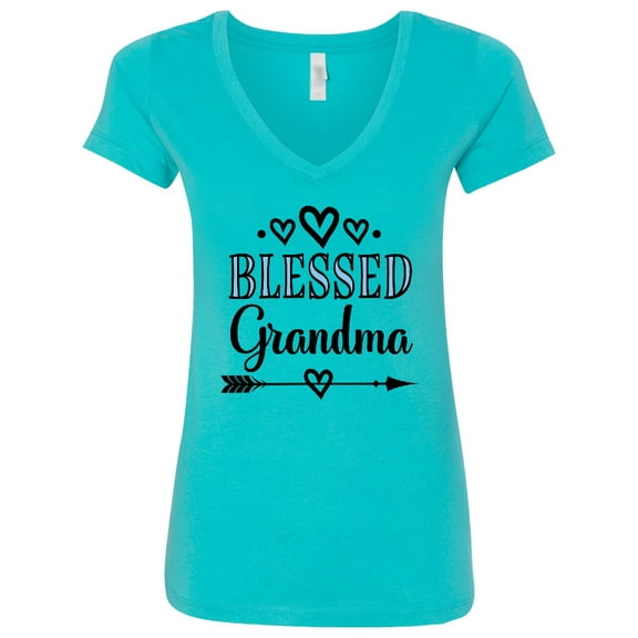 Inktastic Blessed Grandma for Grandmother Women's V-Neck T-Shirt