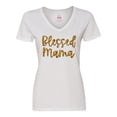 thumbnail image 1 of Inktastic Blessed Mama in Leopard Print Women's V-Neck T-Shirt, 1 of 5