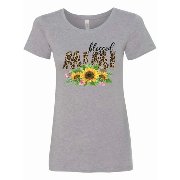 Inktastic Blessed Mimi Leopard Print and Sunflowers Women's T-Shirt