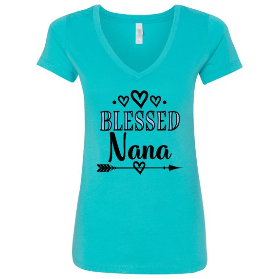 Inktastic Blessed Nana Grandma Women's V-Neck T-Shirt