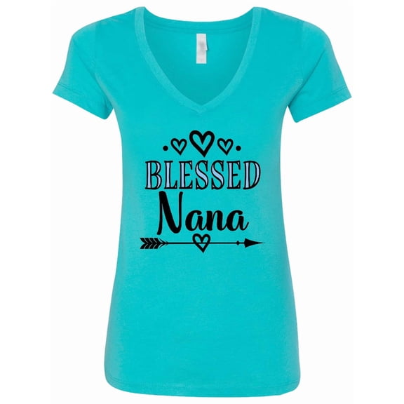 Inktastic Blessed Nana Grandma Women's V-Neck T-Shirt
