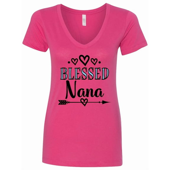 Inktastic Blessed Nana Grandma Women's V-Neck T-Shirt