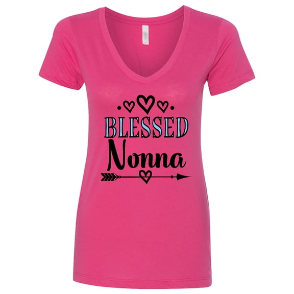 Inktastic Blessed Nonna Grandma Women's V-Neck T-Shirt
