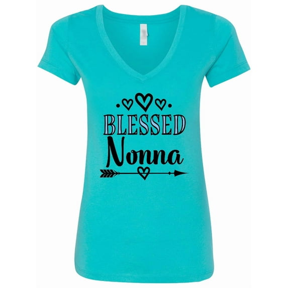 Inktastic Blessed Nonna Grandma Women's V-Neck T-Shirt