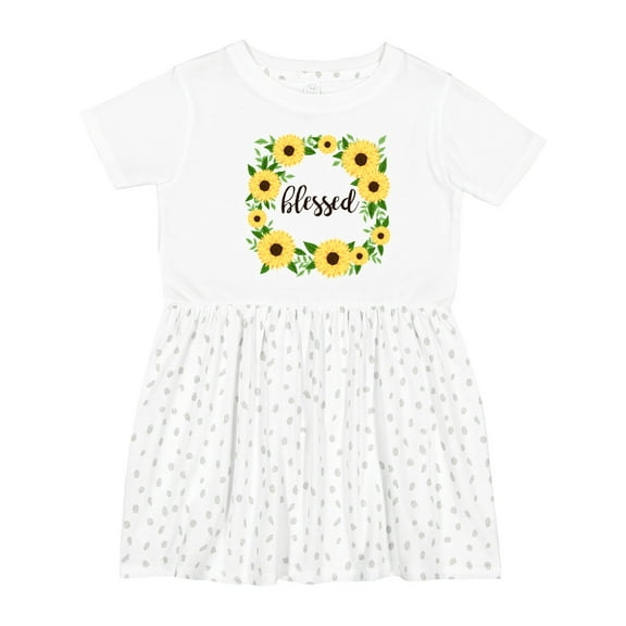 Inktastic Blessed Sunflower Wreath Girls Toddler Dress