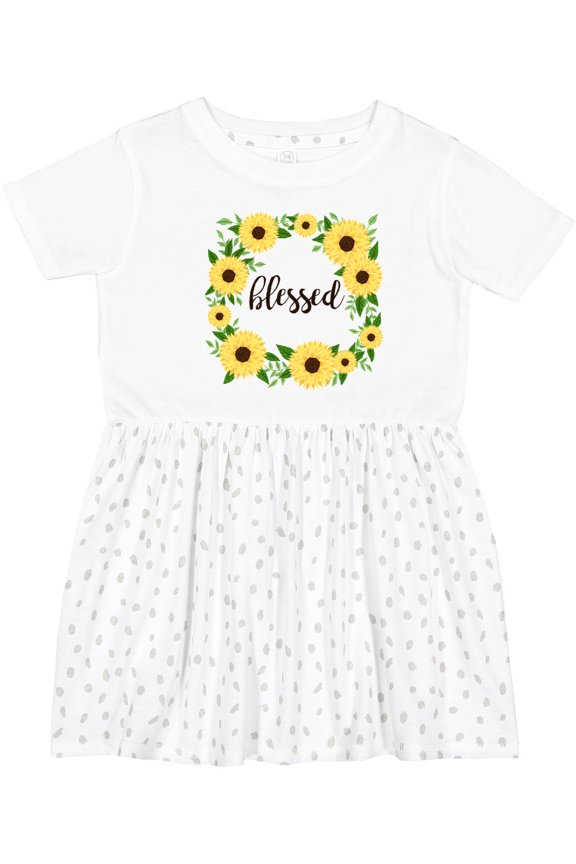 Blessed Sunflower Wreath Girls Toddler Dress