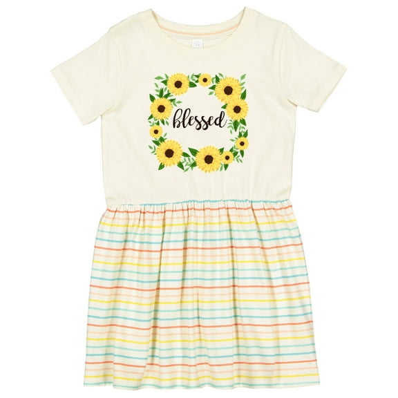 Inktastic Blessed Sunflower Wreath Girls Toddler Dress