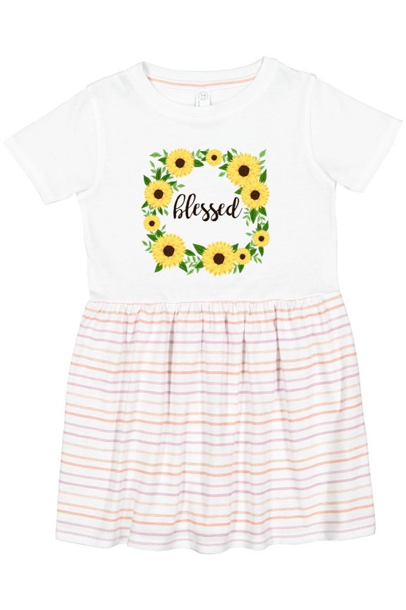 Blessed Sunflower Wreath Girls Toddler Dress
