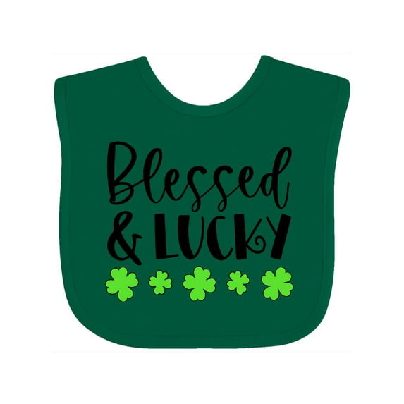 Inktastic Blessed and Lucky 4 Leaf Clovers St. Patrick's Day Boys or Girls Baby Bib