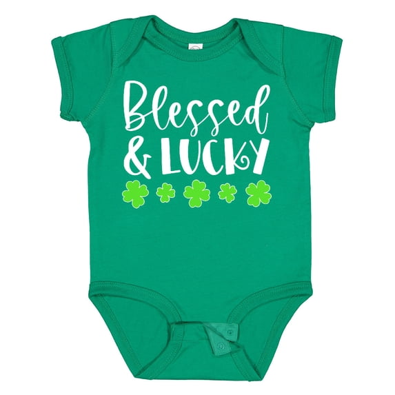 Inktastic Blessed and Lucky 4 Leaf Clovers St. Patrick's Day Boys or Girls Baby Bodysuit