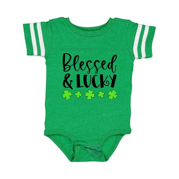 Inktastic Blessed and Lucky 4 Leaf Clovers St. Patrick's Day Boys or Girls Baby Bodysuit