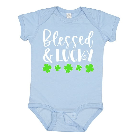 Inktastic Blessed and Lucky 4 Leaf Clovers St. Patrick's Day Boys or Girls Baby Bodysuit